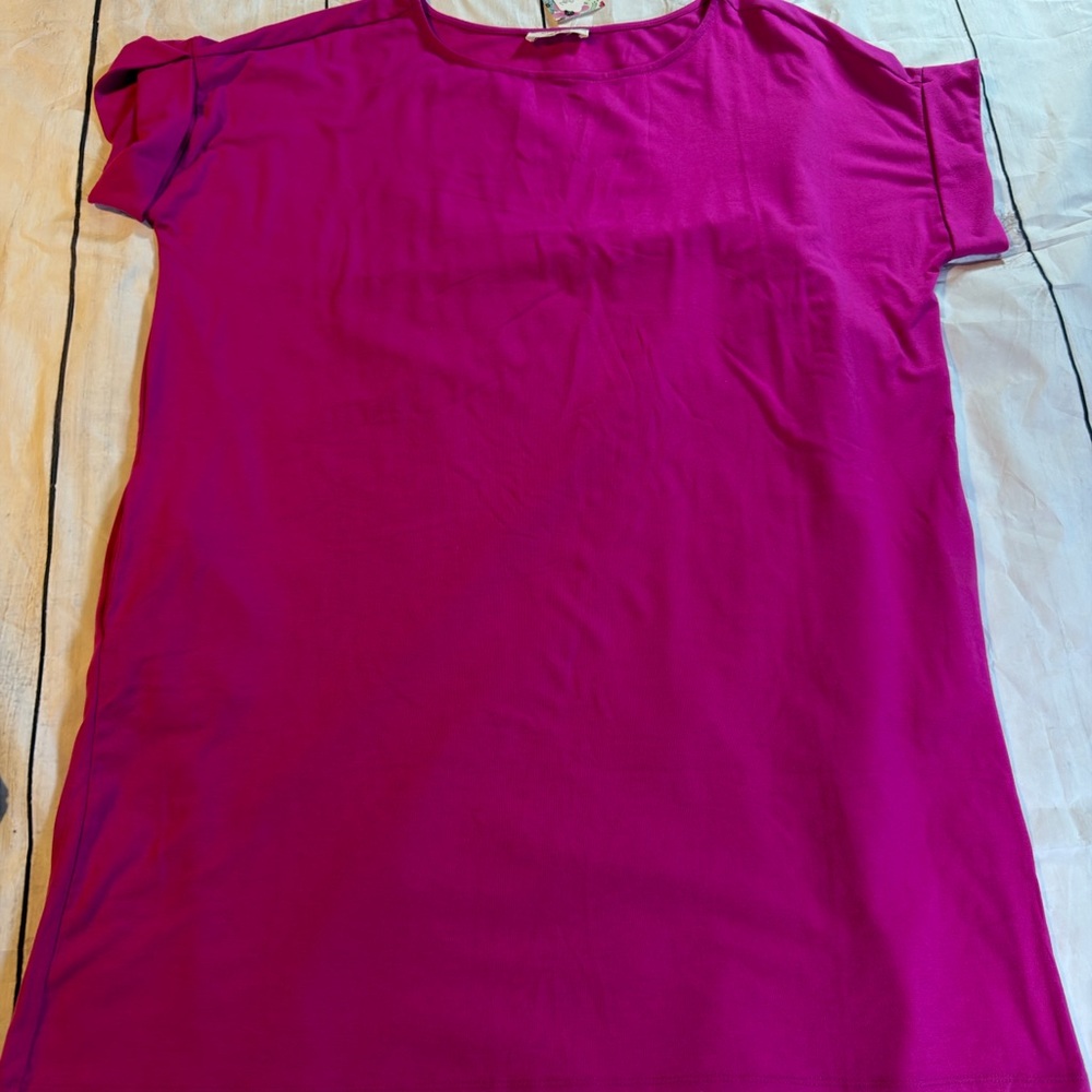 Women's Short Sleeve Scoop Neck dress - Hot Pink